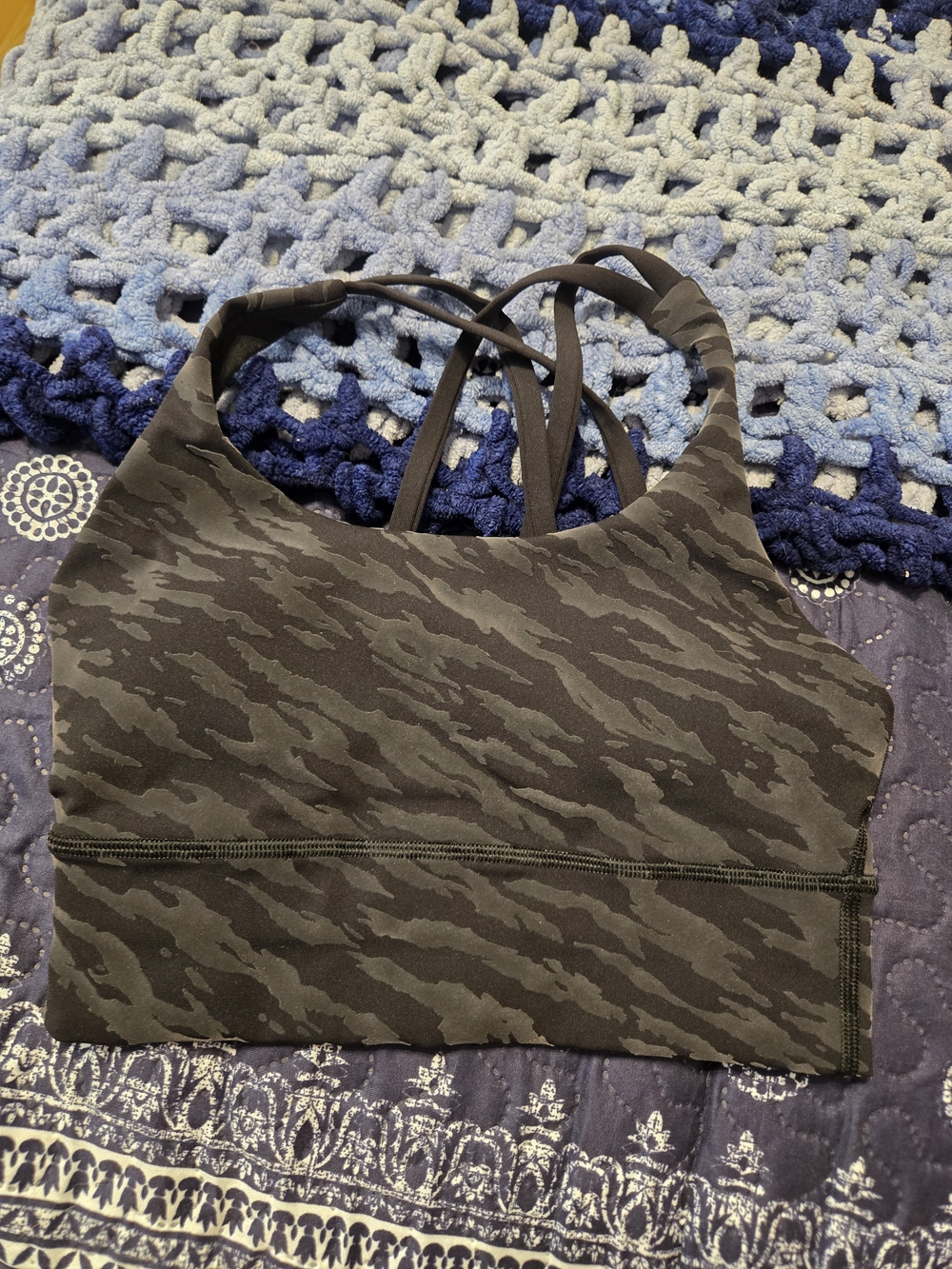 Women’s Lululemon Camo Sports Bra - Black/Gray - Picture 1 of 3